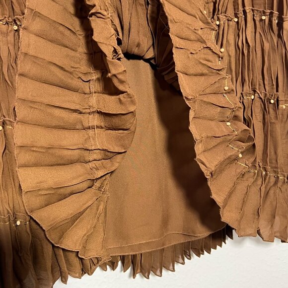 Vintage Brown Maxi Skirt Boho Gypsy Hippie Nature Forest Fairy Granola Medium - Picture 6 of 9